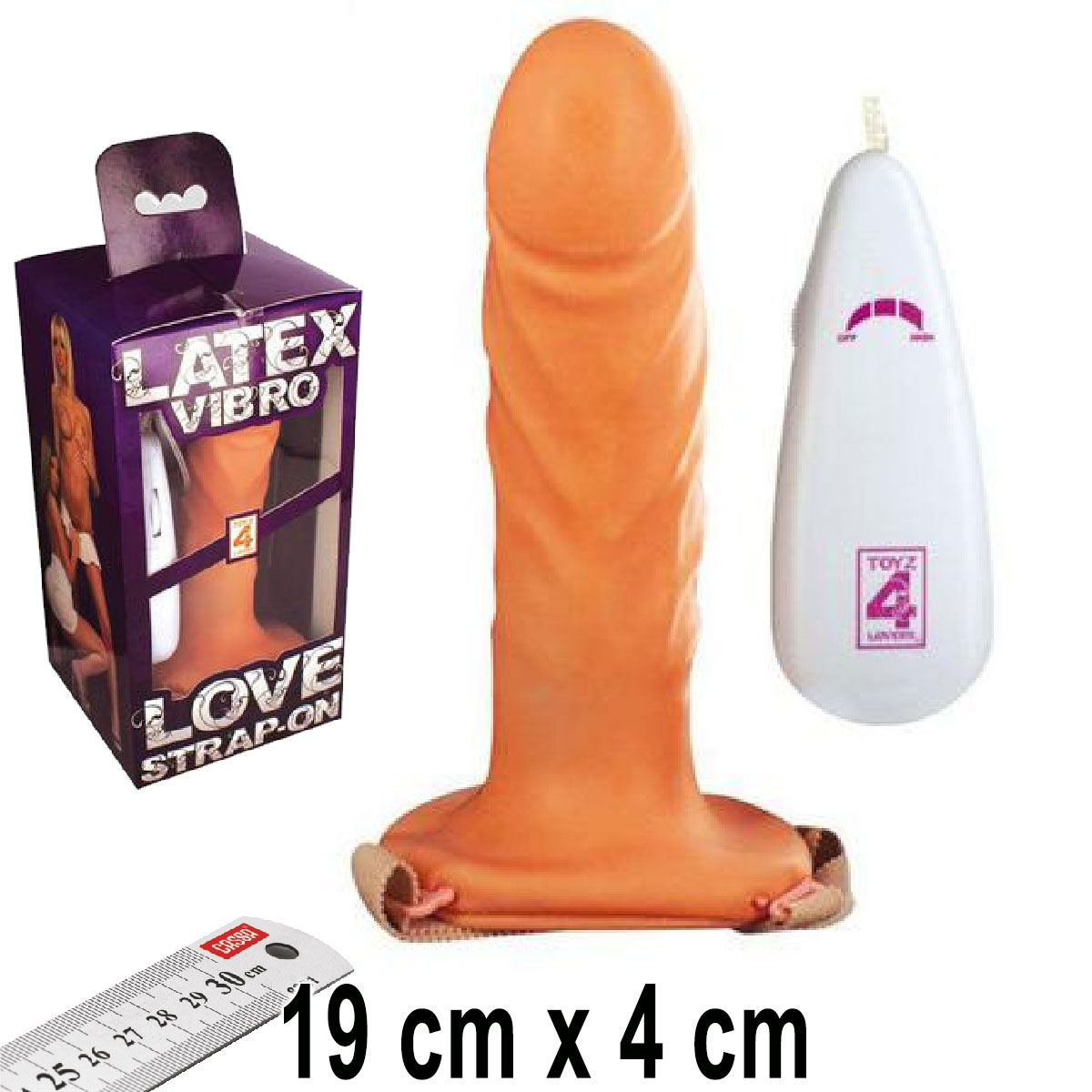 Love Strap-On 19 cm Boy 4 cm ap Titreimli Yumuak Latex i Bo Belden Balamal Protez Penis AL-41-0179