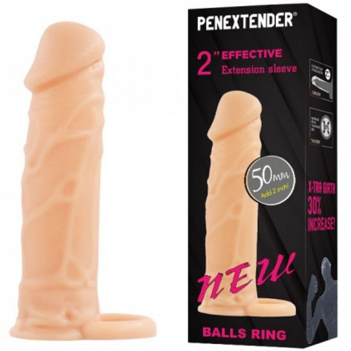 Penextender 17 cm Boyunda Testis Halkal Realistik Et Dokulu 5 cm Uzatmal Penis Klf C-0080