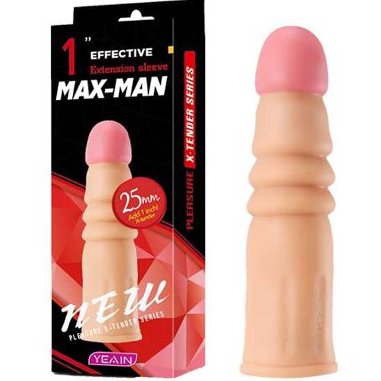 Max-Man No:8 Bogumlu Gvdeli 2.5 cm Uzatmali Et Dokulu Penis Kilifi C-YN0054