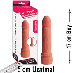Extra Sleeve 17 cm Boy 5 cm Uzatmali Penis Grntsnde Realistik Penis Kilifi AL-467