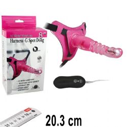 Harness G-Spot Dong Pembe Renk 20.3 cm Boy 10 Titreim Mod Klitoris Zevklendiricili Takma Penis AL-92003
