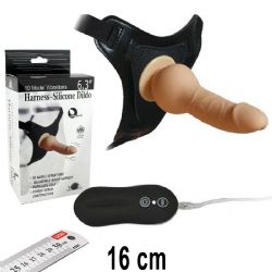 Harness Silicone Dildo Ten Rengi 16 cm Boy 10 Mod Su Geirmez Titreimli Silikondan Protez Penis AL-92005