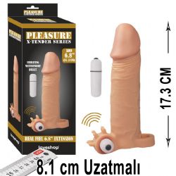 Pleasure X-Tender 17.3 cm Boy Titresimli 8.1 cm Uzatmali Realistik Et Dokulu Penis Kilifi AL-LS-100