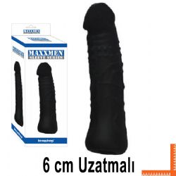 Maxxmen Sleeve 6 cm Uzatmali Realistik Et Dokusunda Siyah Penis Kilifi AL-LS078-BLACK