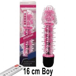 Crystal 16 cm Boy Pembe Vibratr ve Zevk Kilifi Seti AL-Q029-3