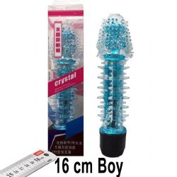 Crystal 16 cm Boy Mavi Vibratr ve Zevk Kilifi Seti AL-Q029