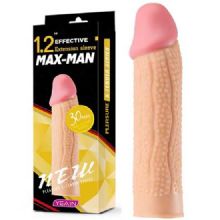 Max-Man No:4 Tirtikli Et Dokusunda Realistik 3 cm Uzatmali Penis Kilifi C-YN0050