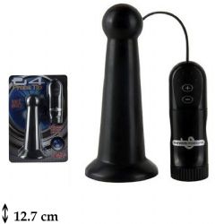 E4 Probe Tip 12.7 cm Boy Titreimli Vantuzlu Unisex Anal Plug Siyah L-15-99BLK-BCD
