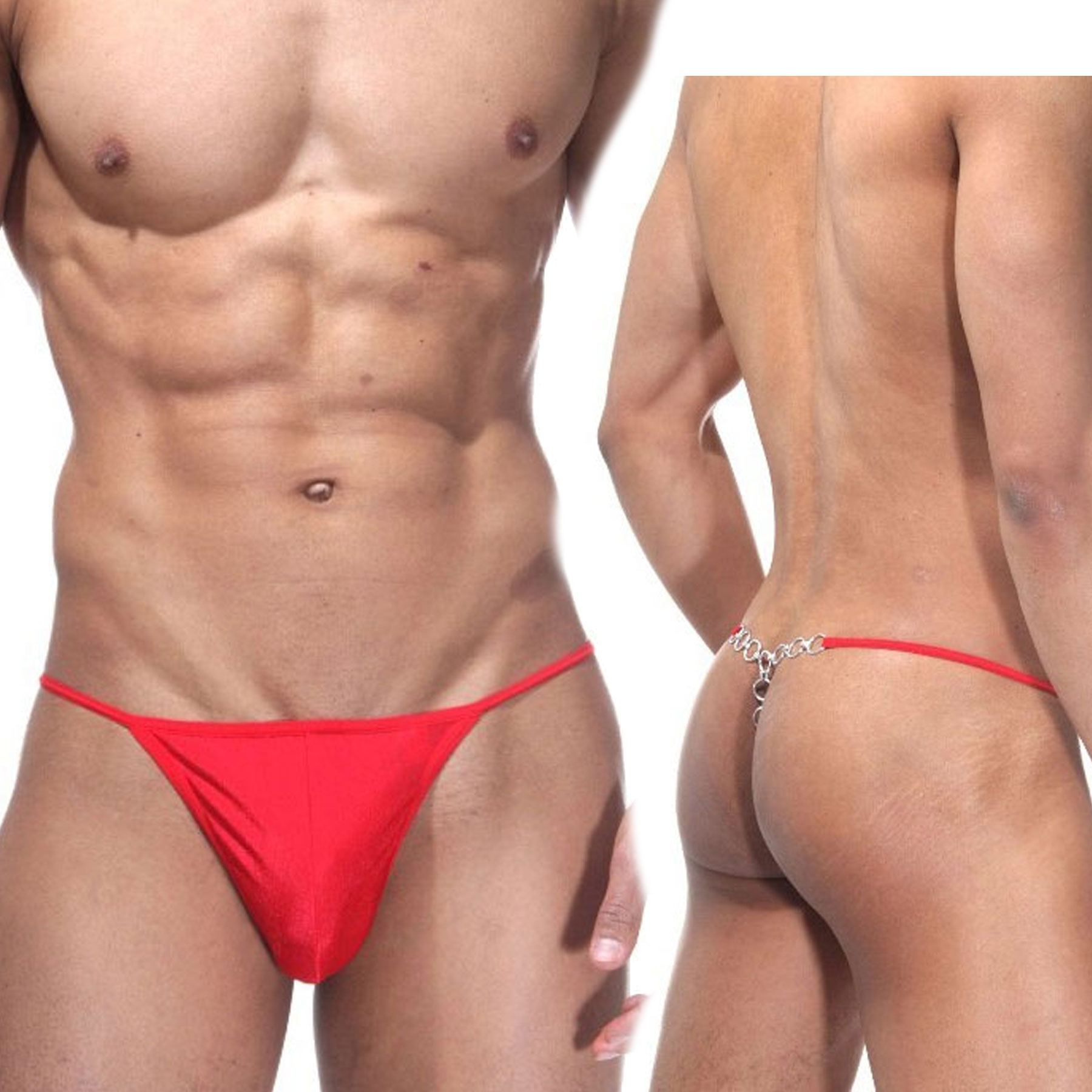 Arkası Zincirli Kırmızı Erkek Erotik String Çamaşırı ART-15000