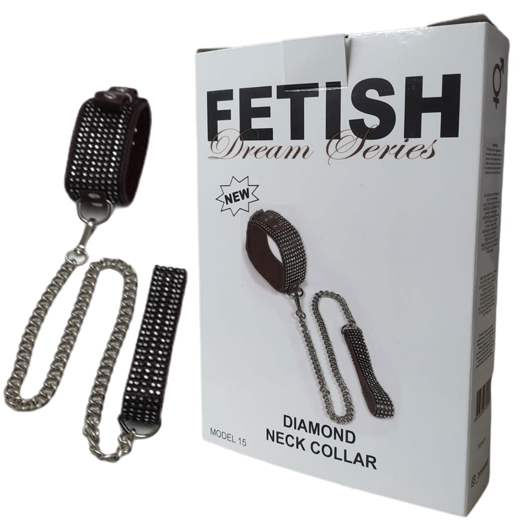 Deri Tasli Siyah Zincirli Fetis boyun Tasmasi MODEL 15 - 215M15-S