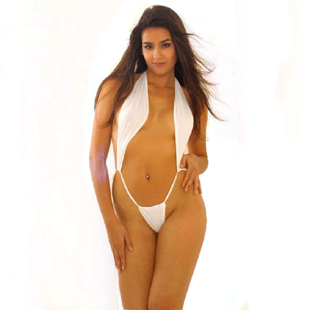 Ggs Dekolteli Fantezi Beyaz Seksi Bayan Body ART-532