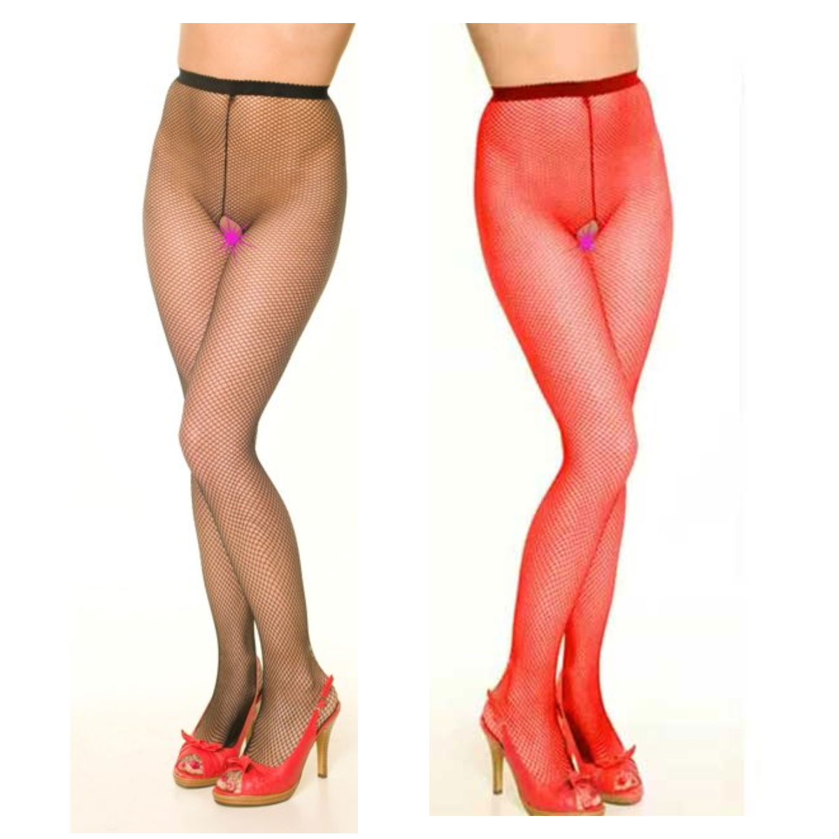 Ağı Açık İnce Göz Fileli Kadın Erotik Çorabı - Kırmızı Siyah Renk Seçenekli ART-935