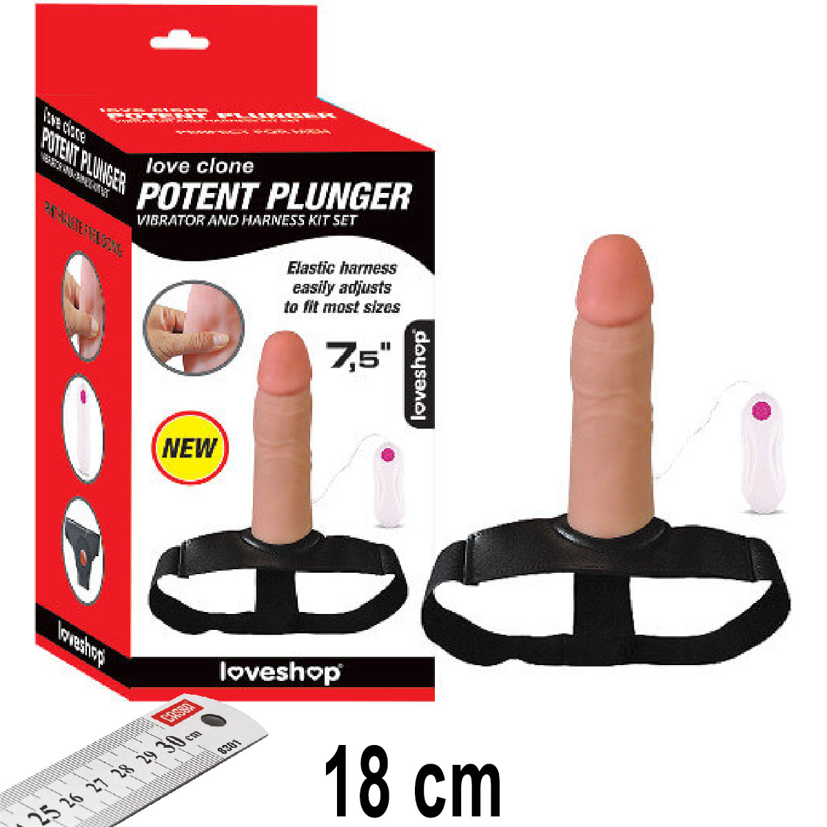 Potent Plunger 18 cm Boy Titresimli Realistik Et Dokulu Ii Bos Belden Baglamali Protez Penis AL-1209-NEW