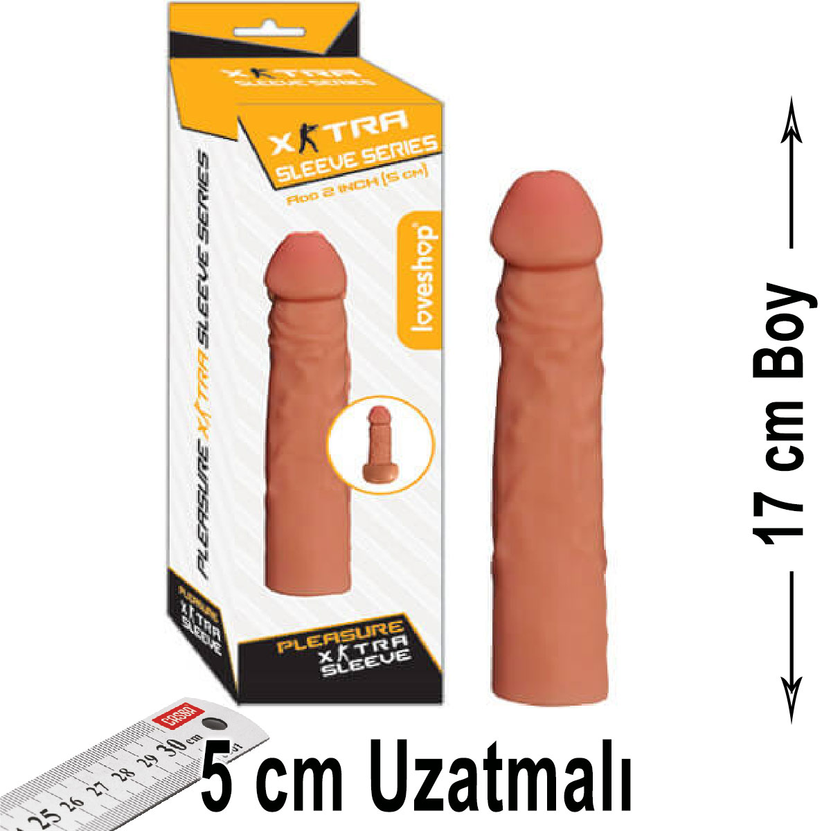 Extra Sleeve 17 cm Boy 5 cm Uzatmali Et Dokulu Penis Kilifi AL-469