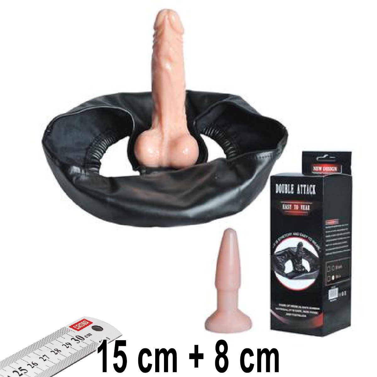 Double Atack Klotlu 15 cm Takma Penis + 8 cm Anal Plug AL-604