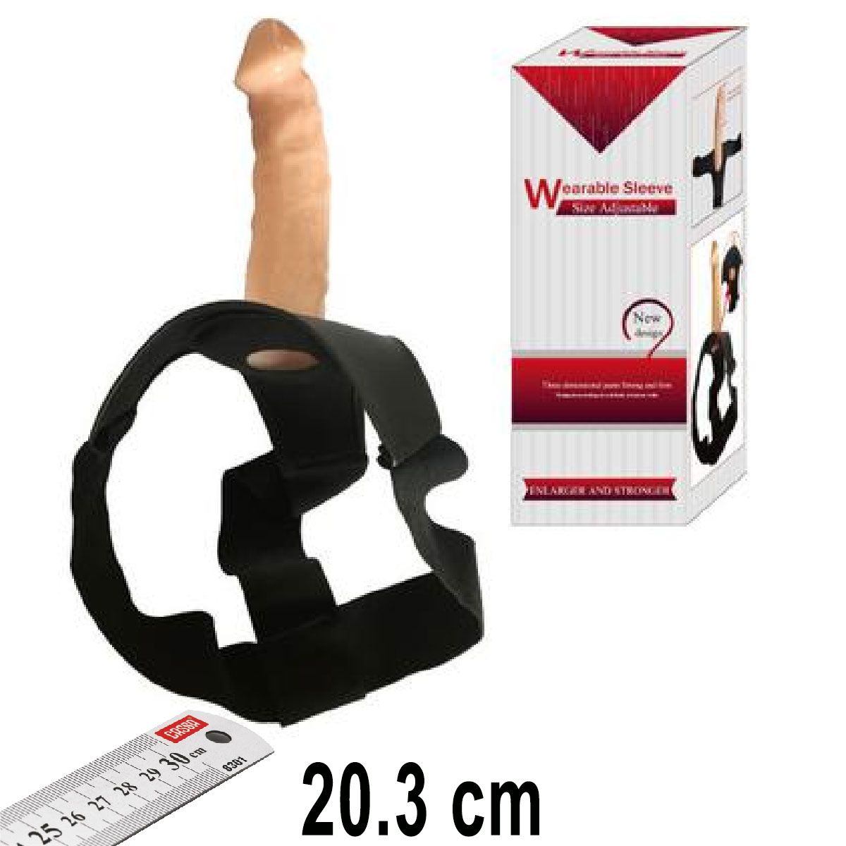 Wearable Sleeve Strapon Ii Bos 20.3 cm Boy Yumusak Et Dokulu Realistik Protez Penis AL-605