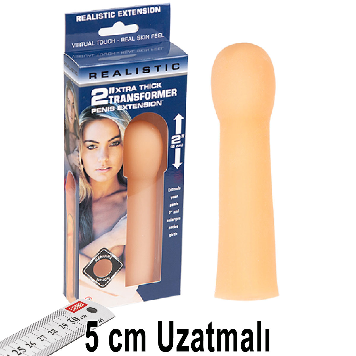 Realistik Extension Et dokulu 5 cm Uzatmal Penis Klf AL-8707