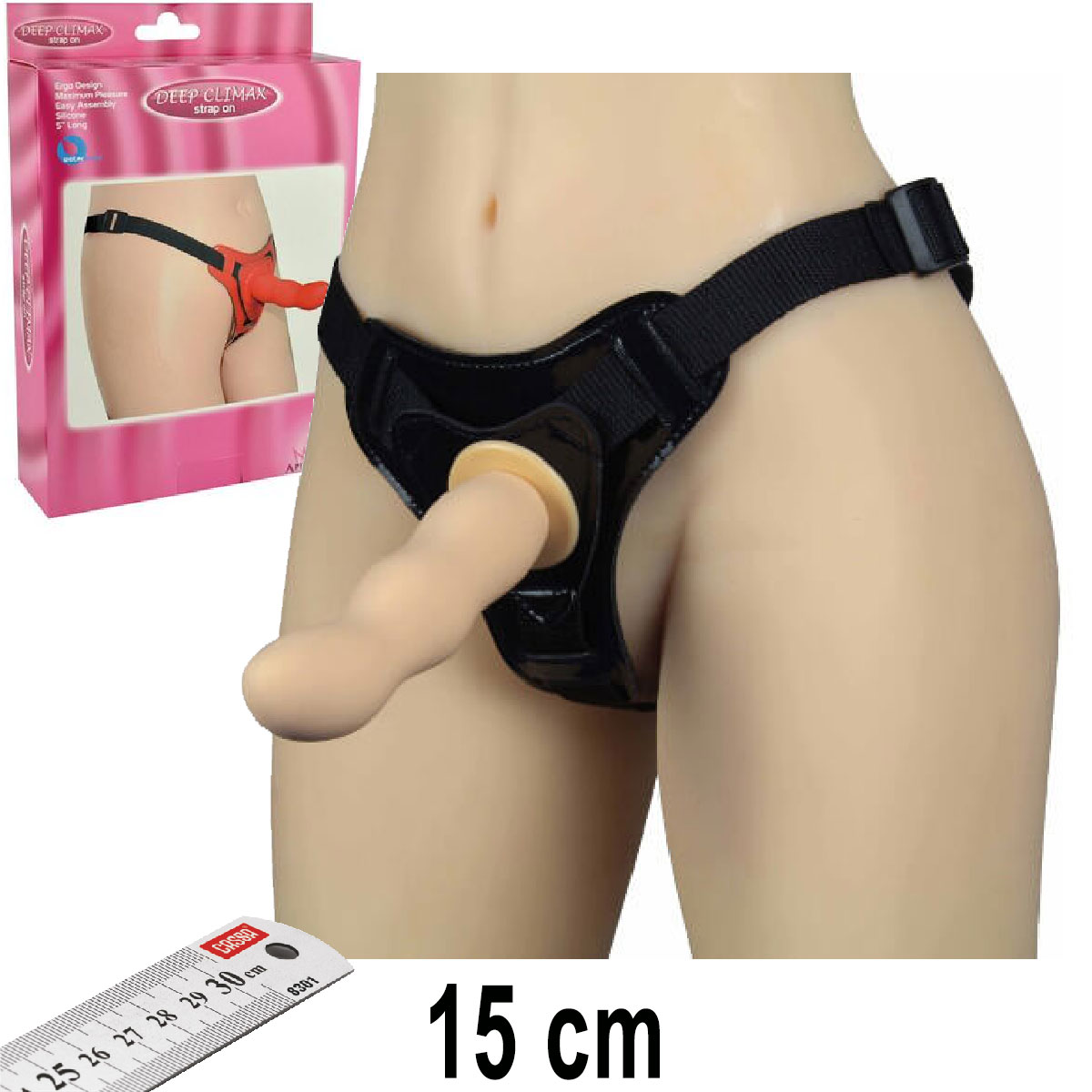 Deep Climax Strapon Ten Rengi 15 cm Boy 3 cm ap Yumuak Uyarc Yzeyli Protez Penis AL-92002-Ten