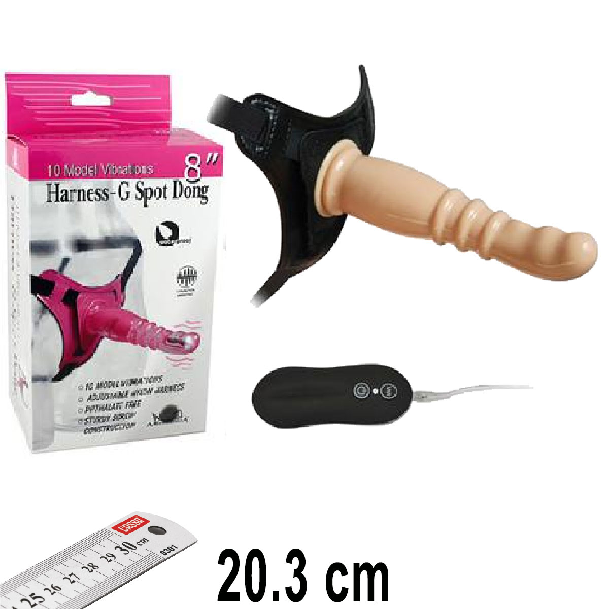 Harness G-Spot Dong 20.3 cm Boy 10 Titreşim Mod Klitoris Zevklendiricili Takma Penis AL-92003-1