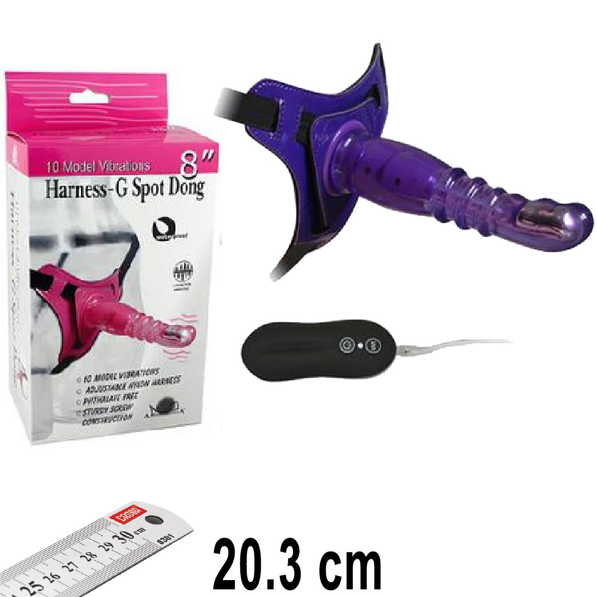 Harness G-Spot Dong Mavi 20.3 cm Boy 10 Titreim Mod Klitoris Zevklendiricili Takma Penis AL-92003-2