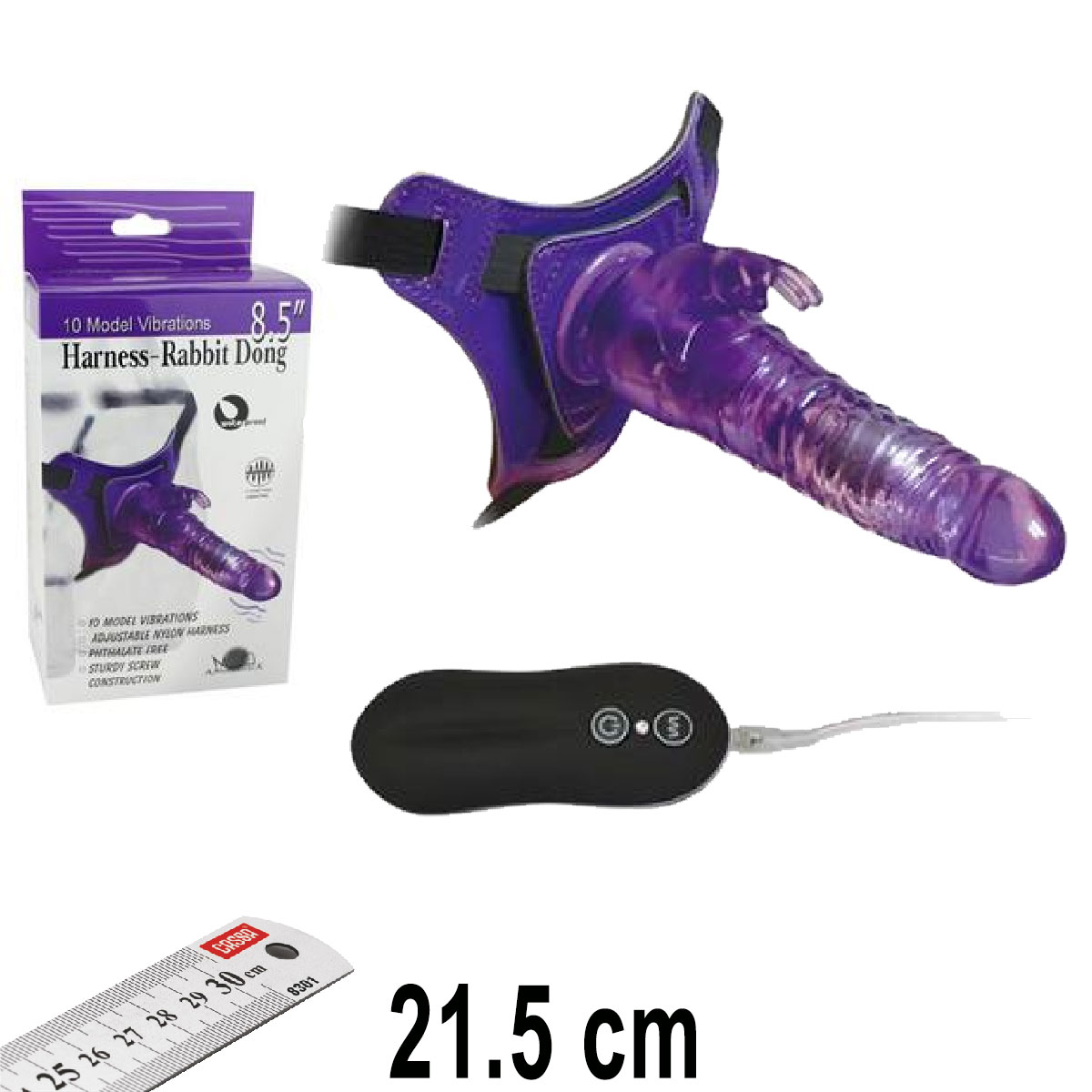 Harness Rabbit Dong Mavi 21.5 cm Boy 10 Titresim Mod Klitoris Zevklendiricili Takma Penis AL-92004