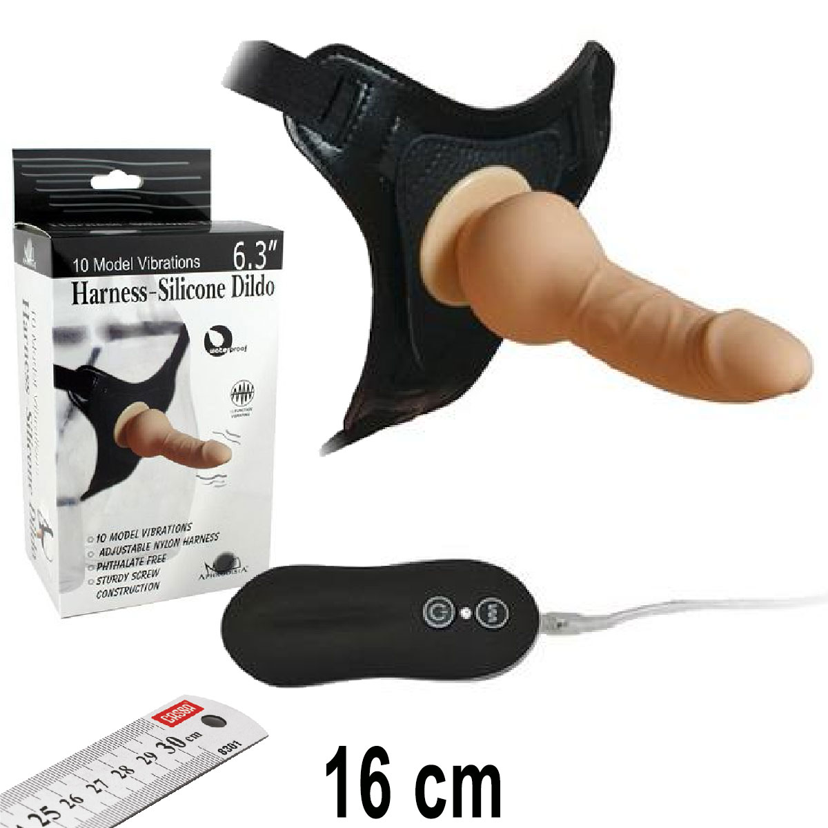 Harness Silicone Dildo Ten Rengi 16 cm Boy 10 Mod Su Geçirmez Titreşimli Silikondan Protez Penis AL-92005