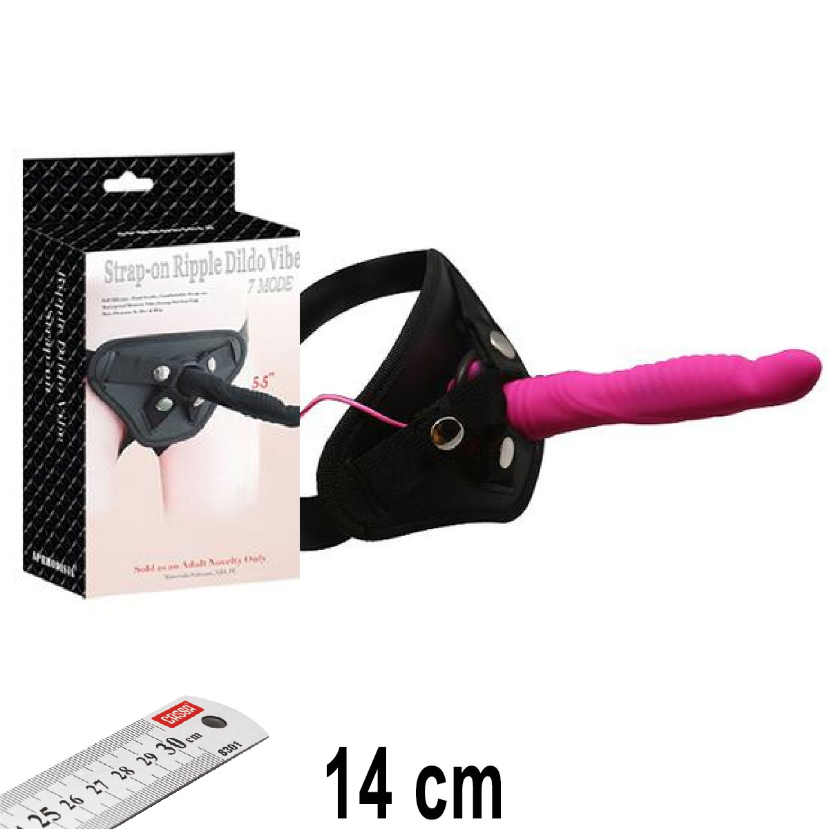 Ripple Dildo 14 cm Boy 7 Mod Titresimli Kabartmali Takma Vibratr AL-92006-1