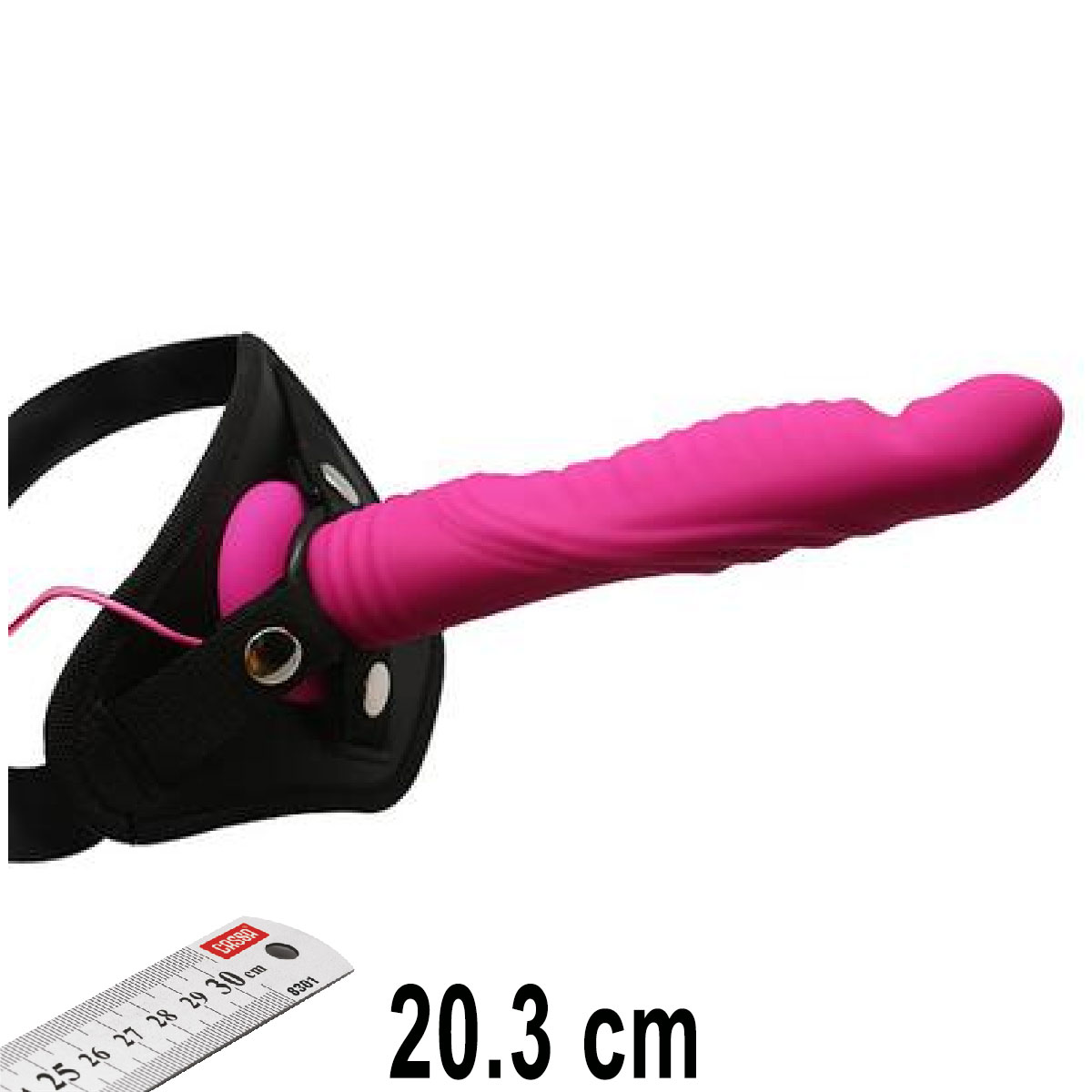 Strap-on Ripple Dildo Vibe Pembe Renk 20.3 cm Boy 7 Mod Titreimli Et Dokulu Silikondan Protez Penis AL-92008-1