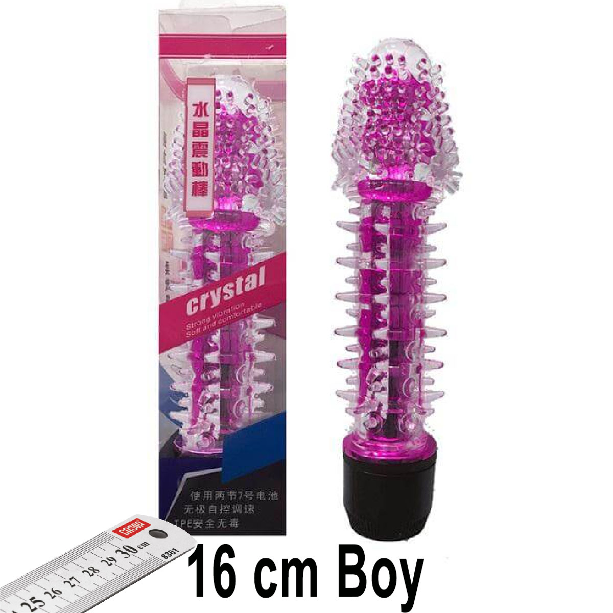 Crystal 16 cm Boy Mor Vibratr ve Zevk Klf Seti AL-Q029-2