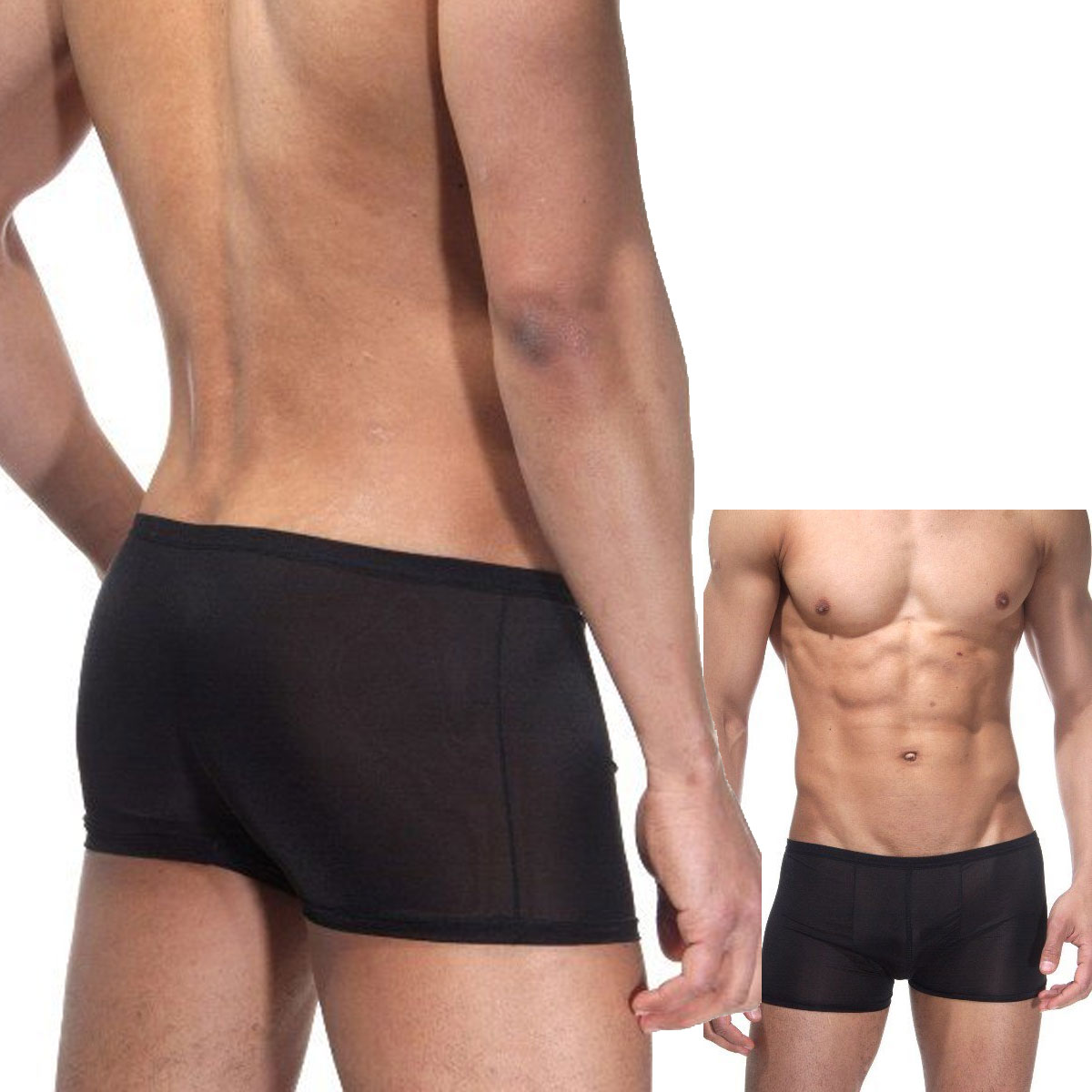 Tam Sararak Erotik Detaylari Gsteren Siyah Renk Seksi Erkek Boxer ART-15027