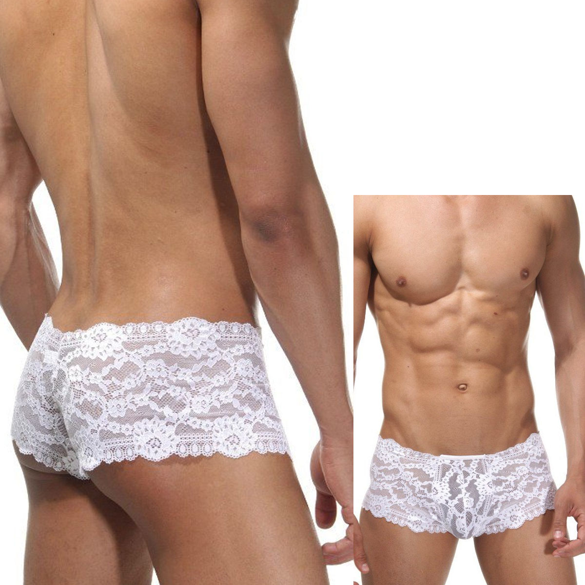 Ii Gsteren Beyaz Lez Dantelden Fantezi Dolu Erotik Erkek Boxer ART-15227