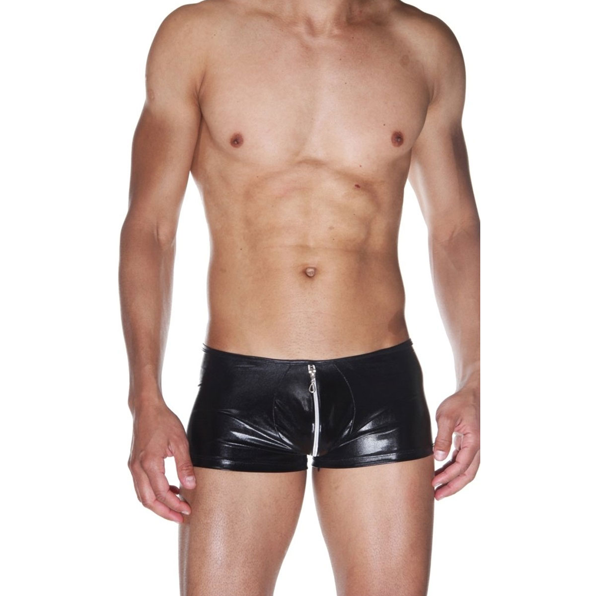 Deri Grnml Siyah Lak Kumastan n Fermuarli Seksi Erkek Boxer ART-15526