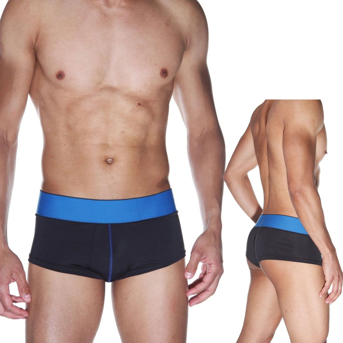 Mikro Kumastan Mavi Bel Lastikli Fantezi Siyah Erkek Boxer ART-15533