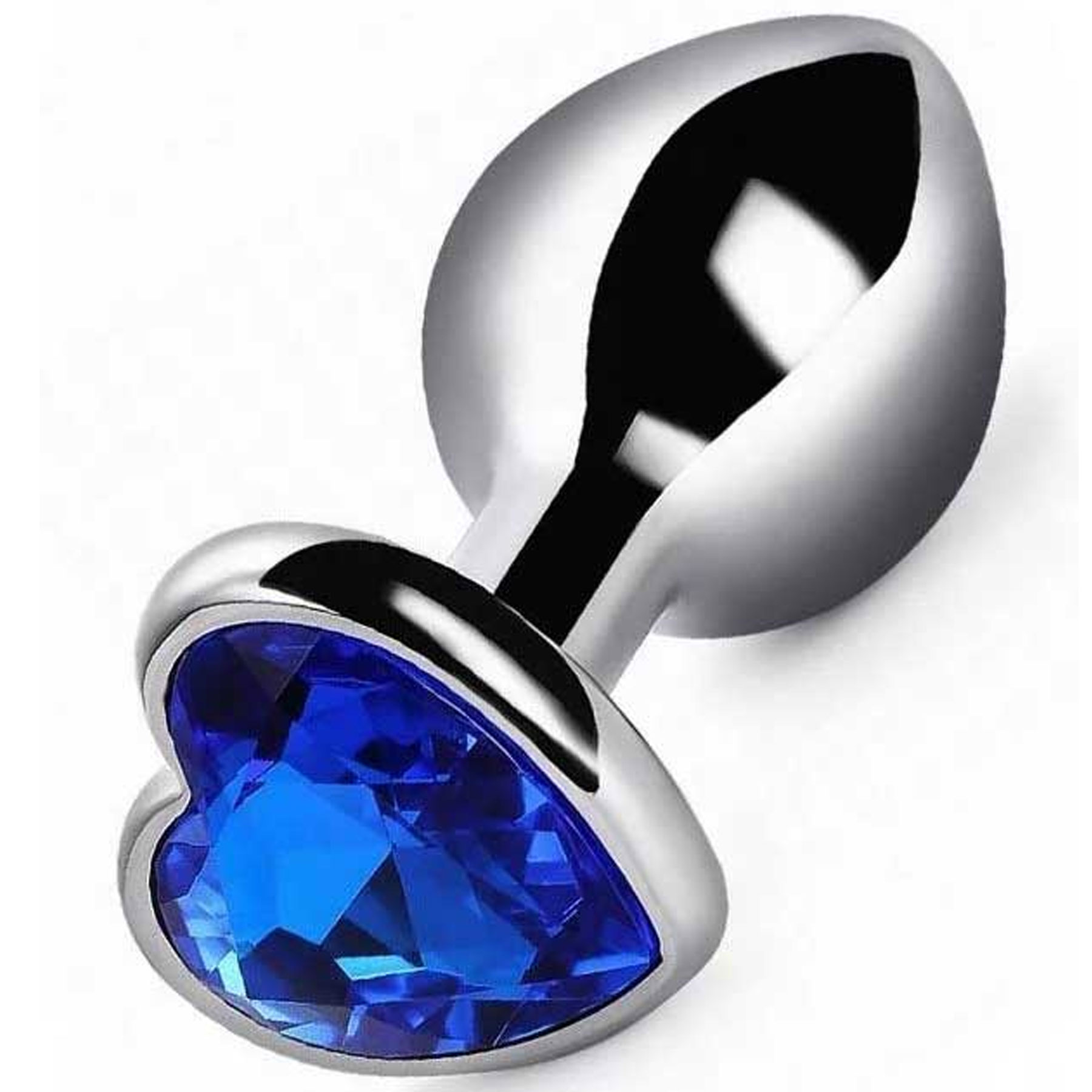 Kalpli Mücevherli Gümüş Rengi Çelik Anal Plug - Büyük Boy C-401008