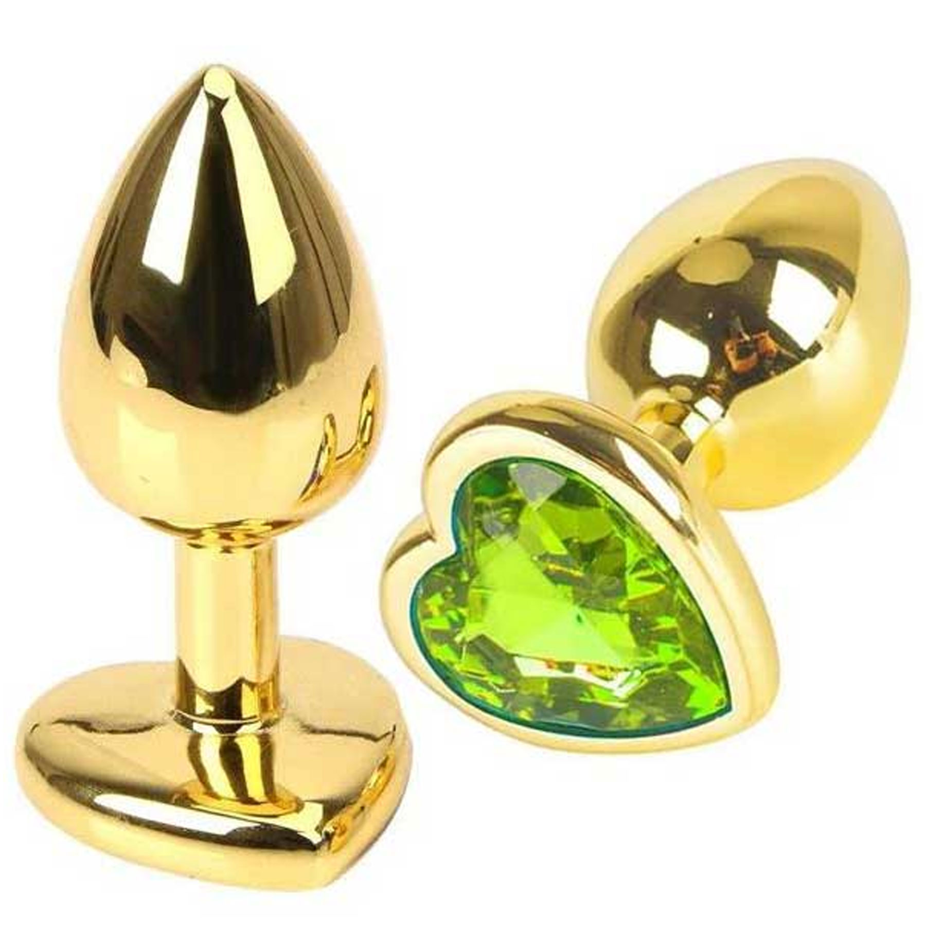 Kalp Mücevherli Altın Rengi Metal Anal Plug - 9.5 cm Boy x 4 cm Çap Büyük Boy C-401011