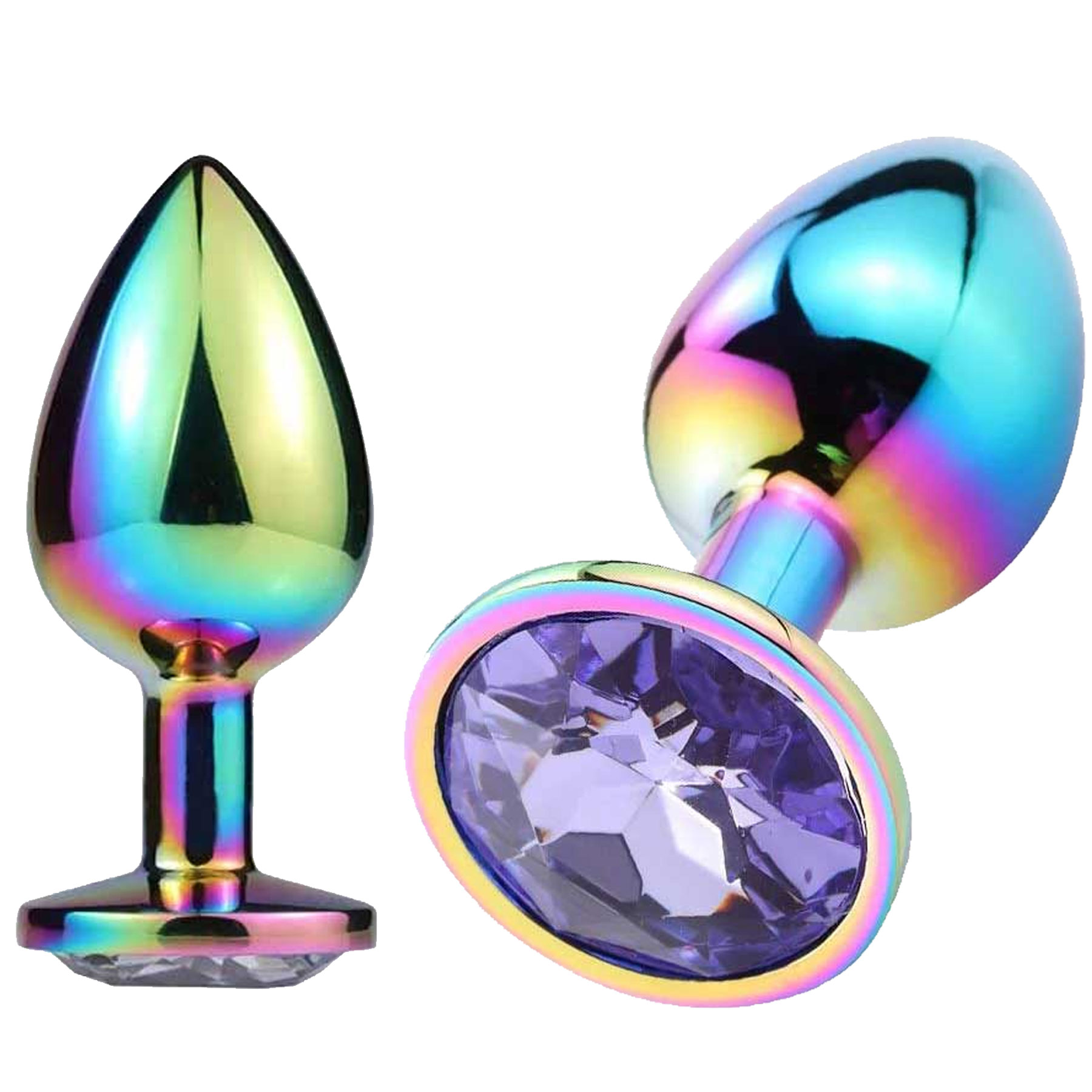 Kristal Mücevherli Çok Renkli Metal Anal Plug - Büyük Boy C-401014