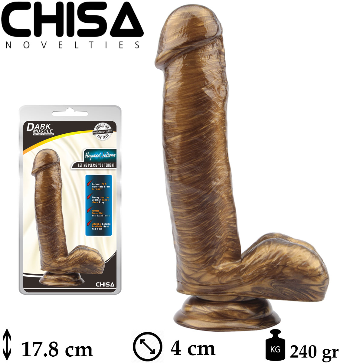 Heywood Jablome Vantuzlu 4 cm ap 17.8 cm Boyunda Et dokulu Yapay Penis C-CH7205