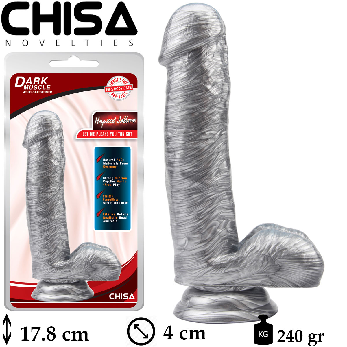 Heywood Jablome Vantuzlu 4 cm ap 17.8 cm Boyunda Et dokulu Suni Penis C-CH7206