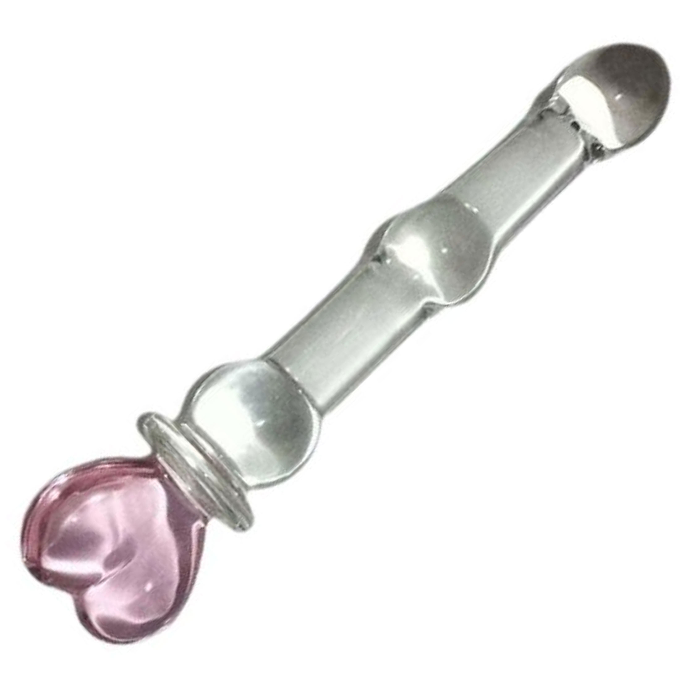 Bogumlu Gvdeli Dibi Kalp Detayli Seffaf Kirilmaz Cam Dildo 17 cm Boy x 2.2 cm ap C-7533