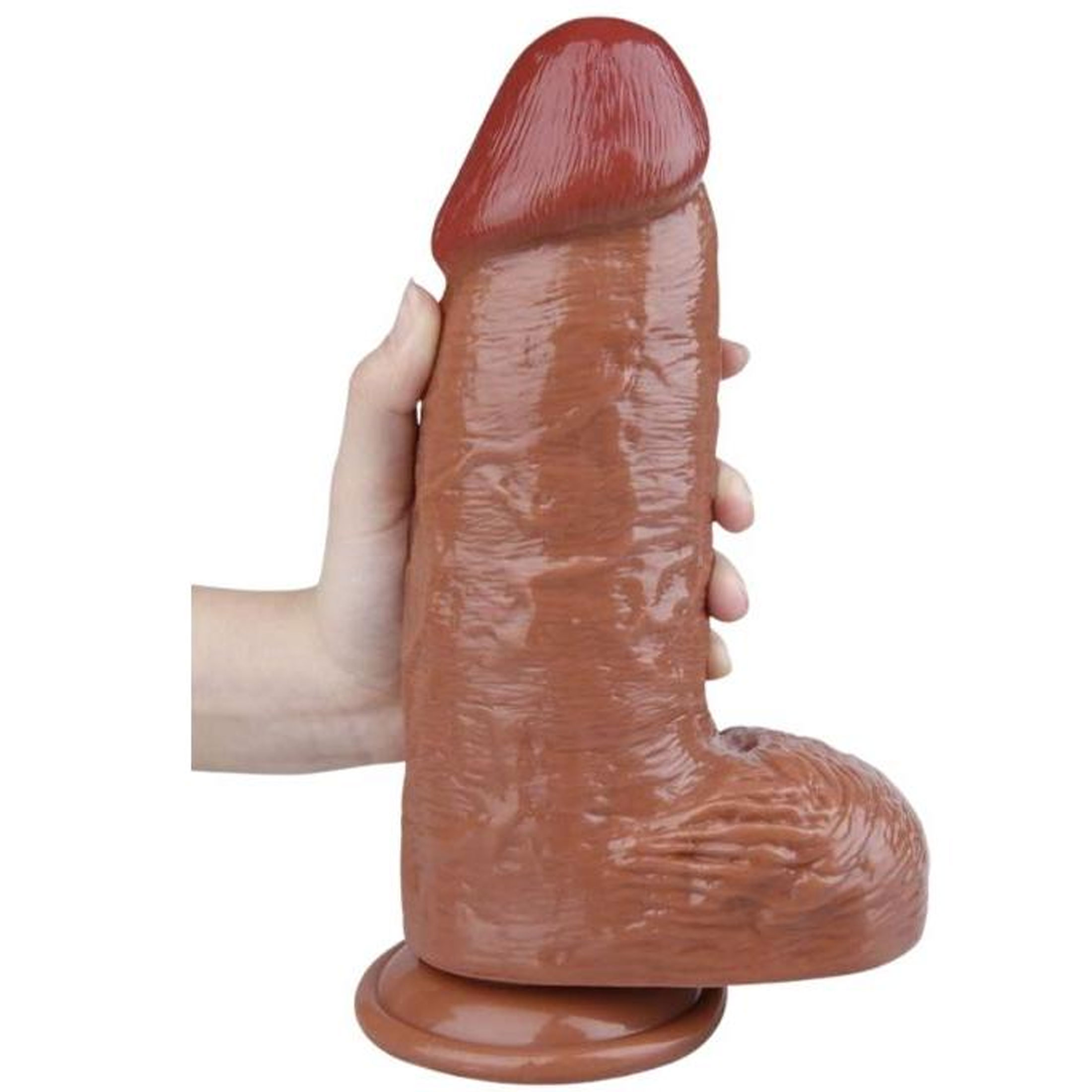 27 cm Boy 8.8 cm ap Realistik Vantuzlu Testisli Esmer Byk Kalin Devasa Kyl Yaragi C-7702K