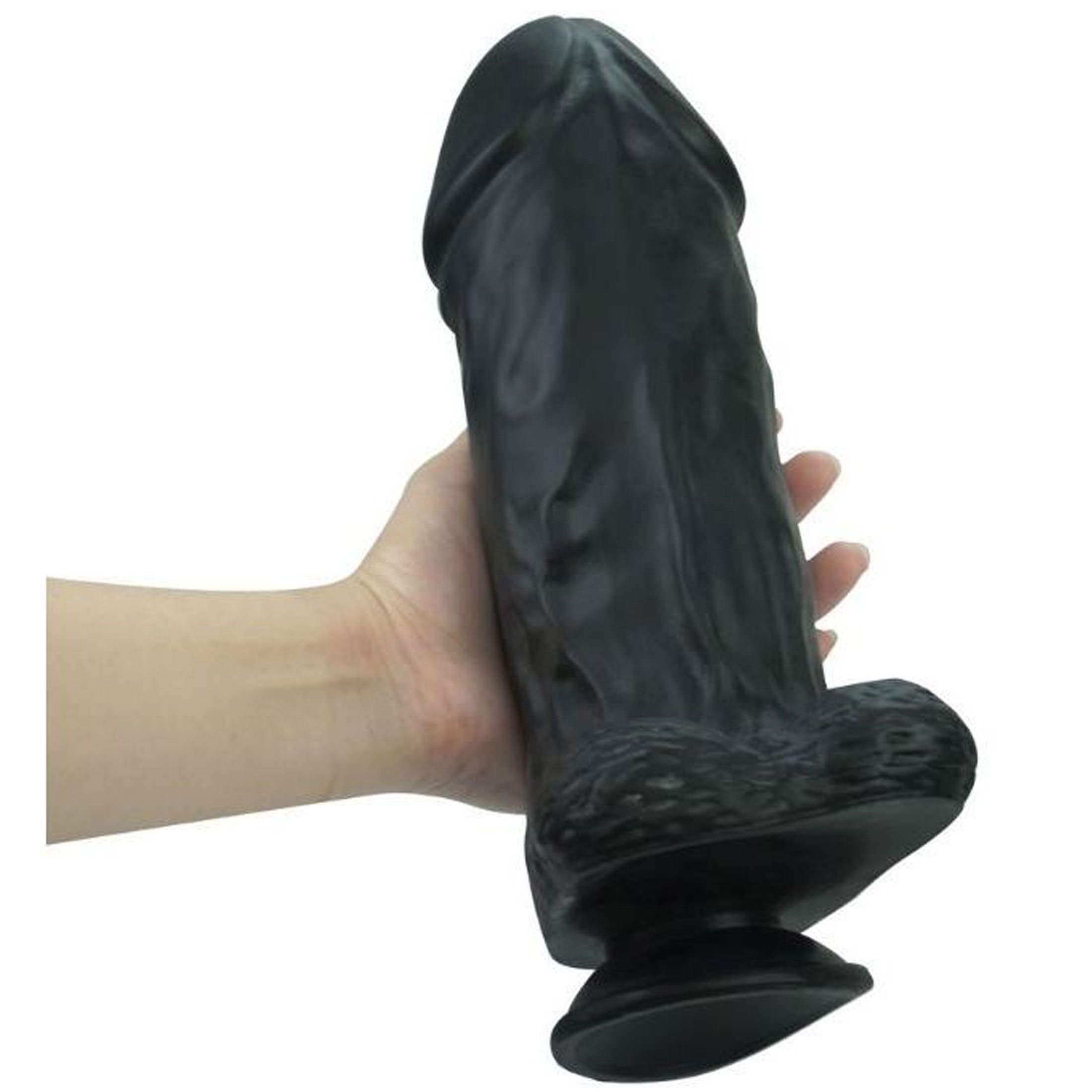 27 cm Boy 8.8 cm ap Realistik Vantuzlu Testisli Byk Kalin Devasa Zenci Yaragi C-7702S