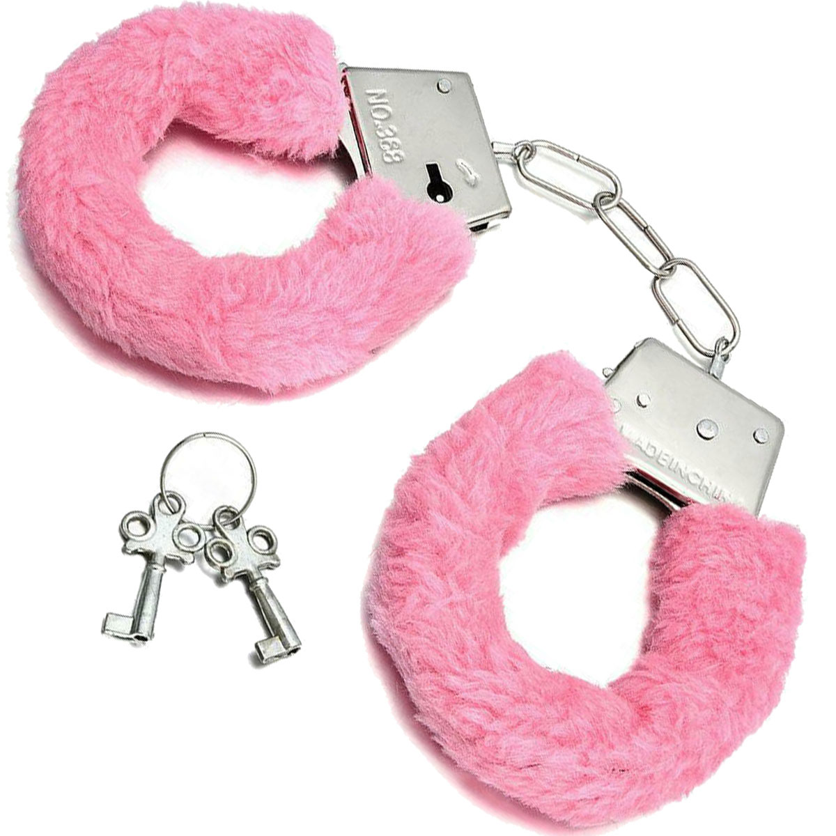 Pembe Pelus Kaplamali Fetis Fantezi Metal Kelepe C-9248P