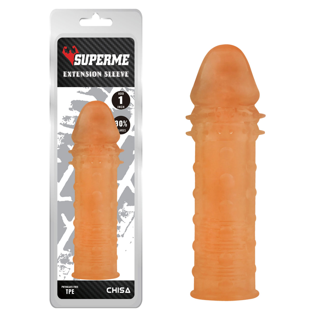 Superme 16.2 cm Boy 5 cm ap Tirtikli ve Boncuklu Gvdeli 2.5 cm Uzatmali Penis Kilifi C-CH0078