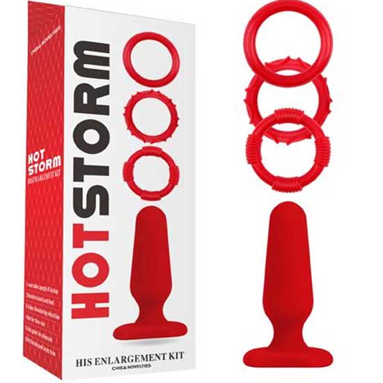 HOT STORM His Enlargement Kit Anal Vibratr ve 3 Penis Halkali Set C-CH3048