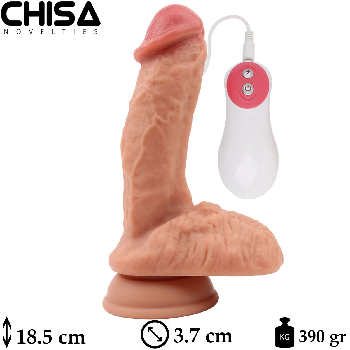 Extreal Sensual 18.5 cm Boy 3.7 cm ap 390 gr Kalin Damarli Vantuzlu Titresimli Realistik Vibratr C-CH7204