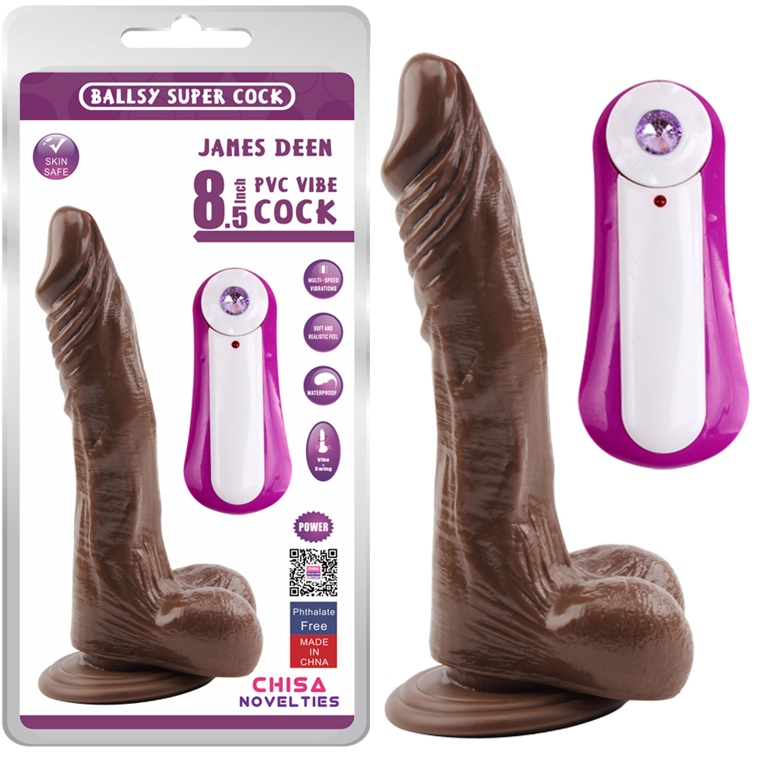 James Deen 21.5 cm Boy 4.5 cm ap Oynar Bal Titreimli Vantuzlu Su Geirmez Gereki Yapay Kaln Zenci Penisi C-CH7259