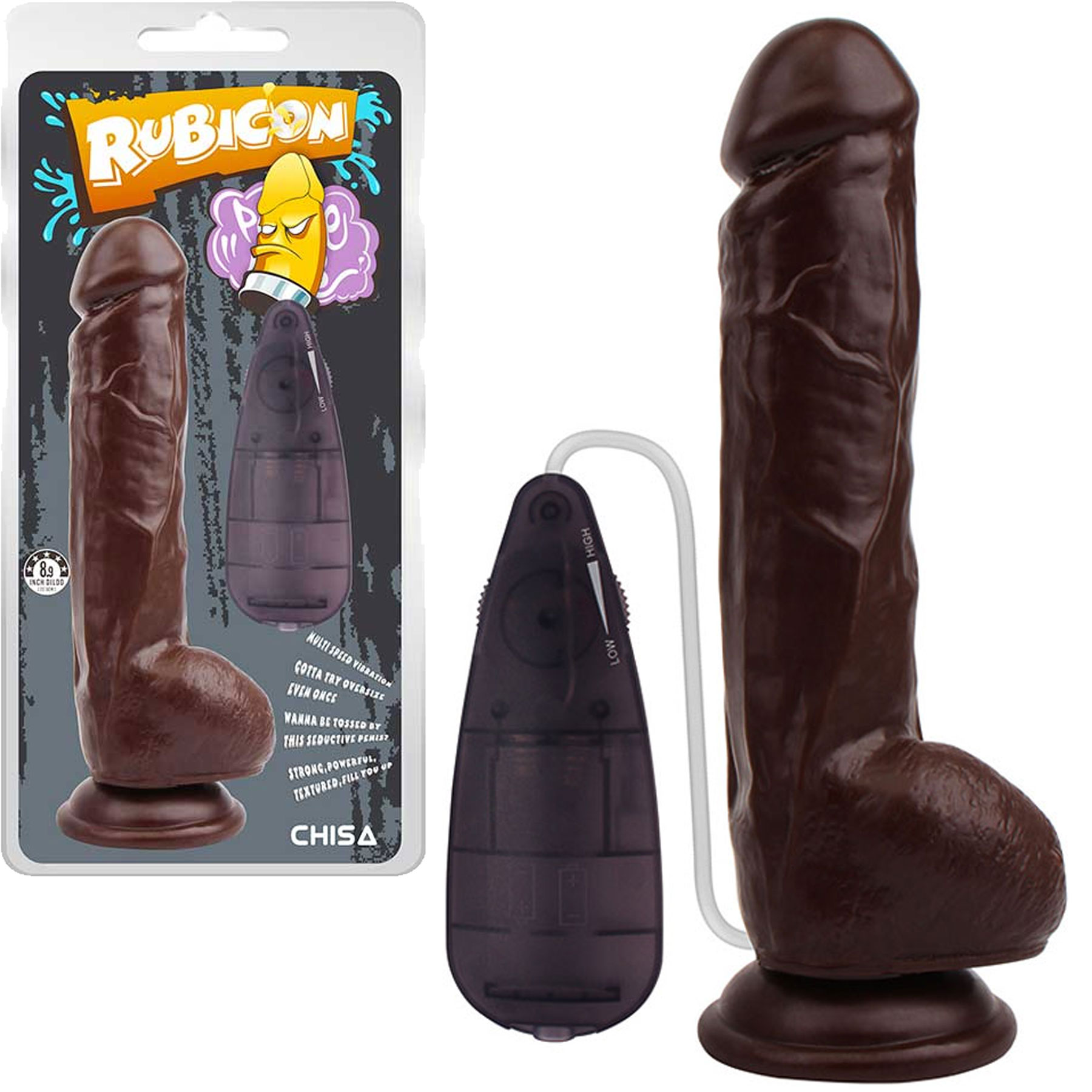 Rubicon Vantuzlu Titresimli 22.5 cm Realistik Zenci Dildo 4.5 cm ap C-CH7285