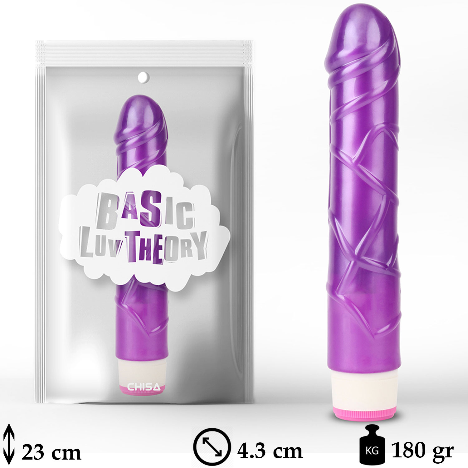 23 cm Boy 4.3 cm ap Pilli Titresimli Kalin Damarli Mor Jel Vibratr C-CH7288