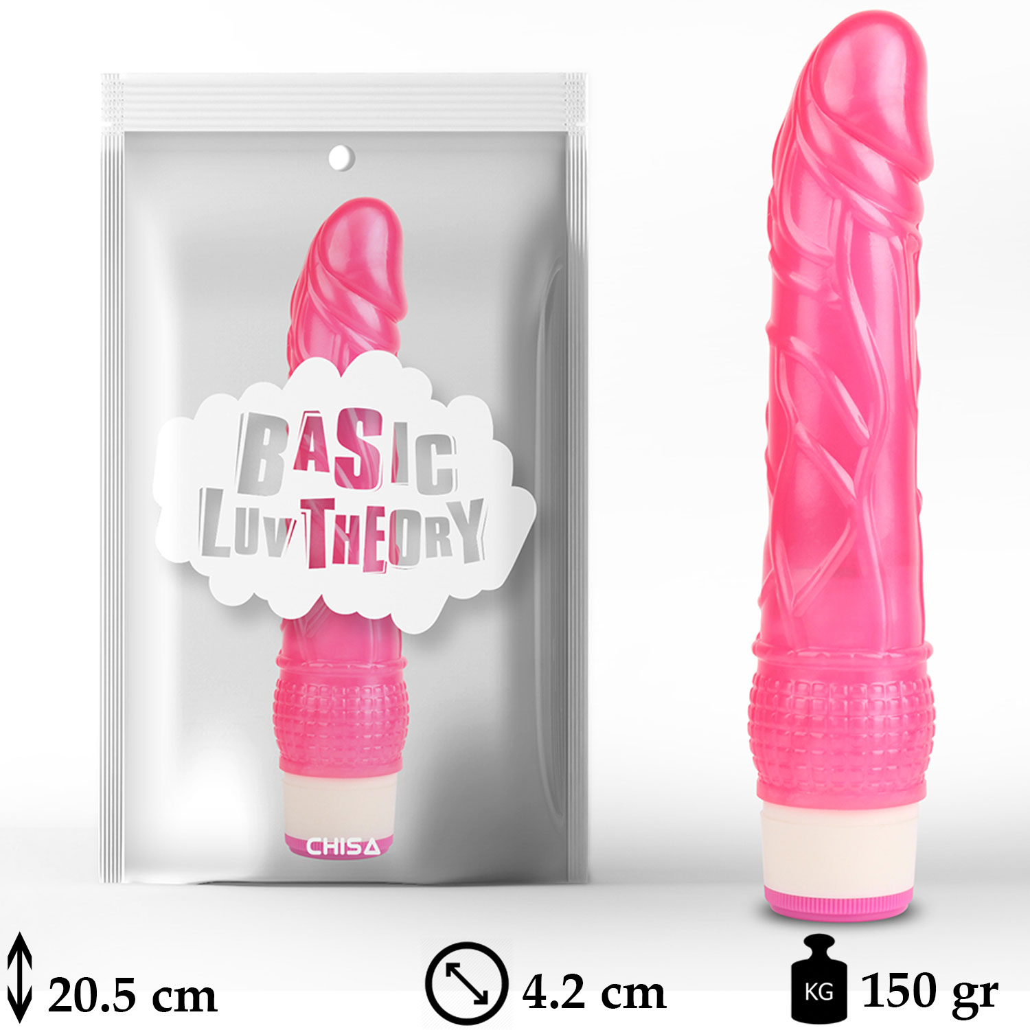 20.5 cm Boy 4.2 cm ap Pilli Titreimli Trtkl Pembe Jel Vibratr C-CH7289