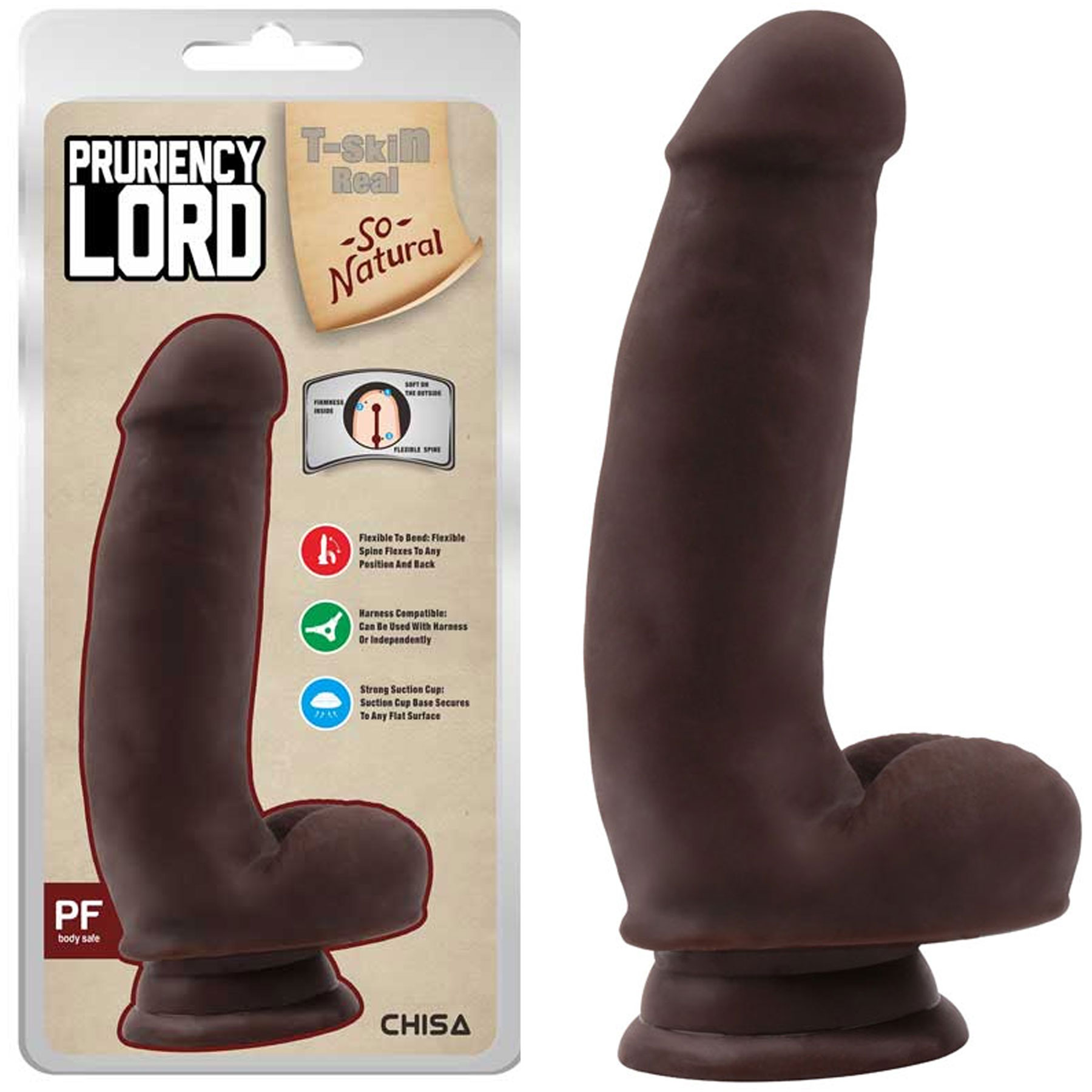 Pruriency Lord 17.5 cm boy 4 cm ap Kikirdakli Yapay Zenci Penisi C-CH7296
